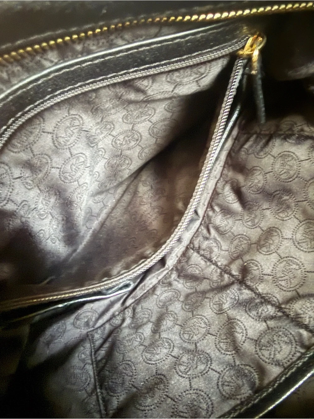 Michael Kors Black Leather Satchel with Gold Accents